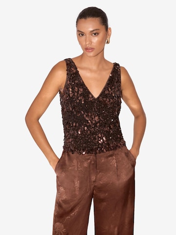 Lipsy Top in Brown: front
