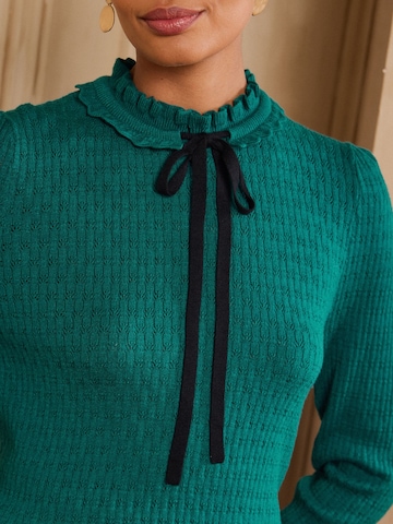Pull-over love & roses en bleu