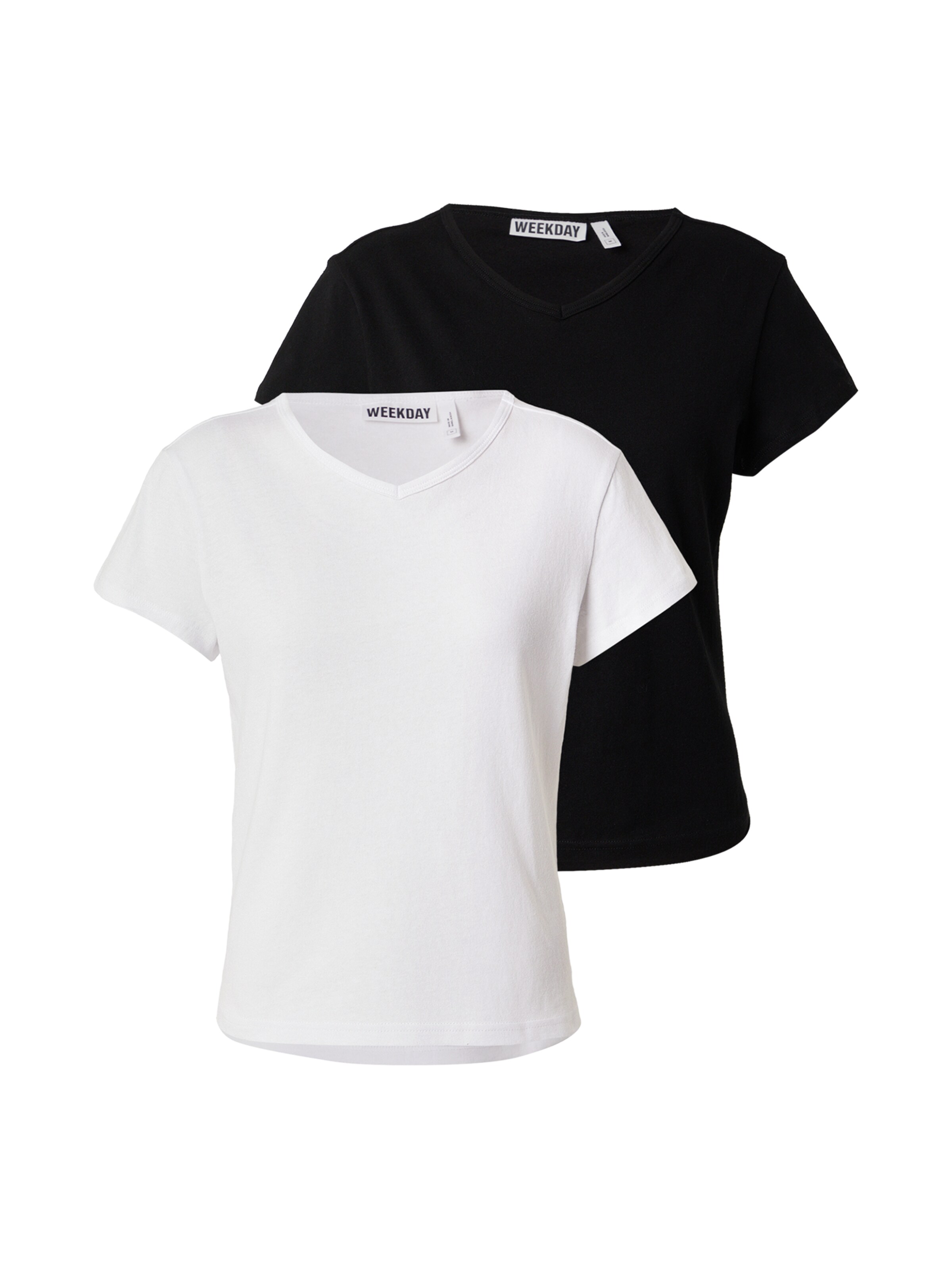WEEKDAY T-shirt 'Fleur' en noir / blanc, Vue avec produit