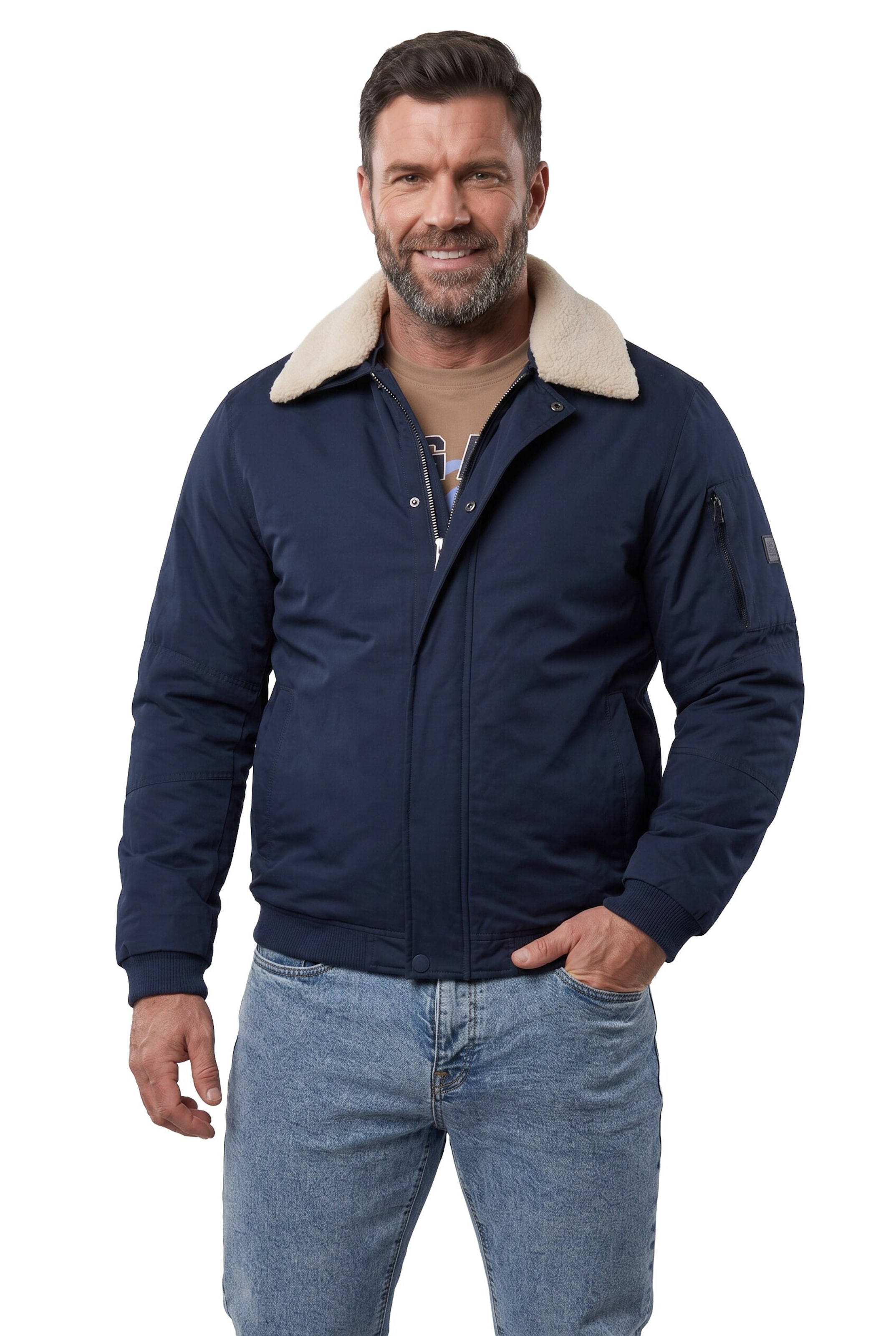 Men Plus Jacke in Blau: Vorderseite