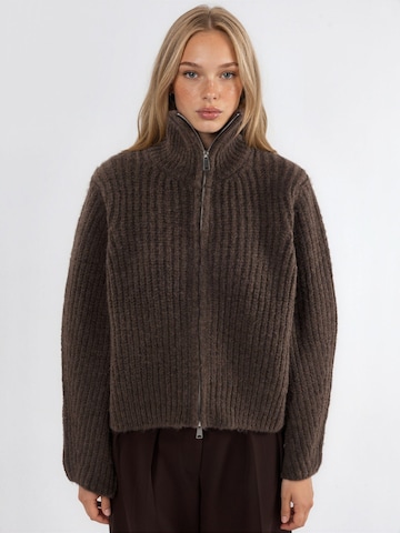 Hiccup Knit cardigan in Brown: front