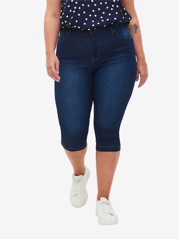 Zizzi Slimfit Jeans 'Amy' in Blauw: voorkant