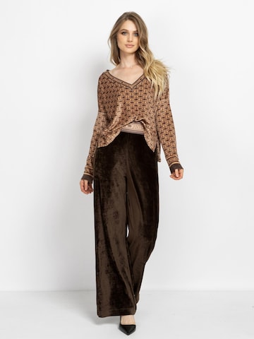 JIORO Wide leg Trousers in Brown