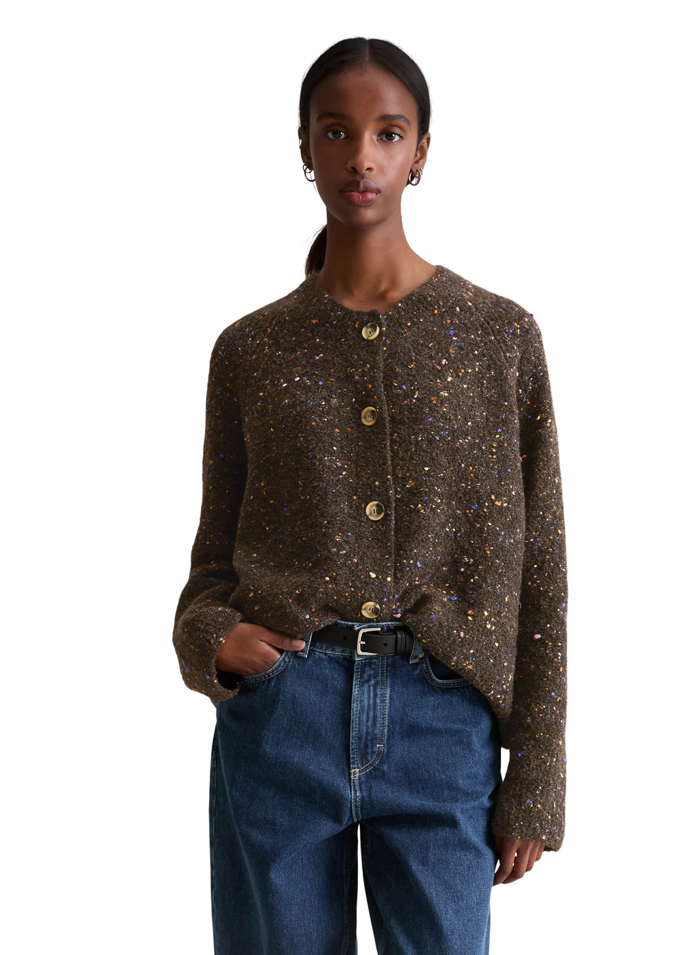 Marc O'Polo DENIM Strickjacke in Braun: Vorderseite