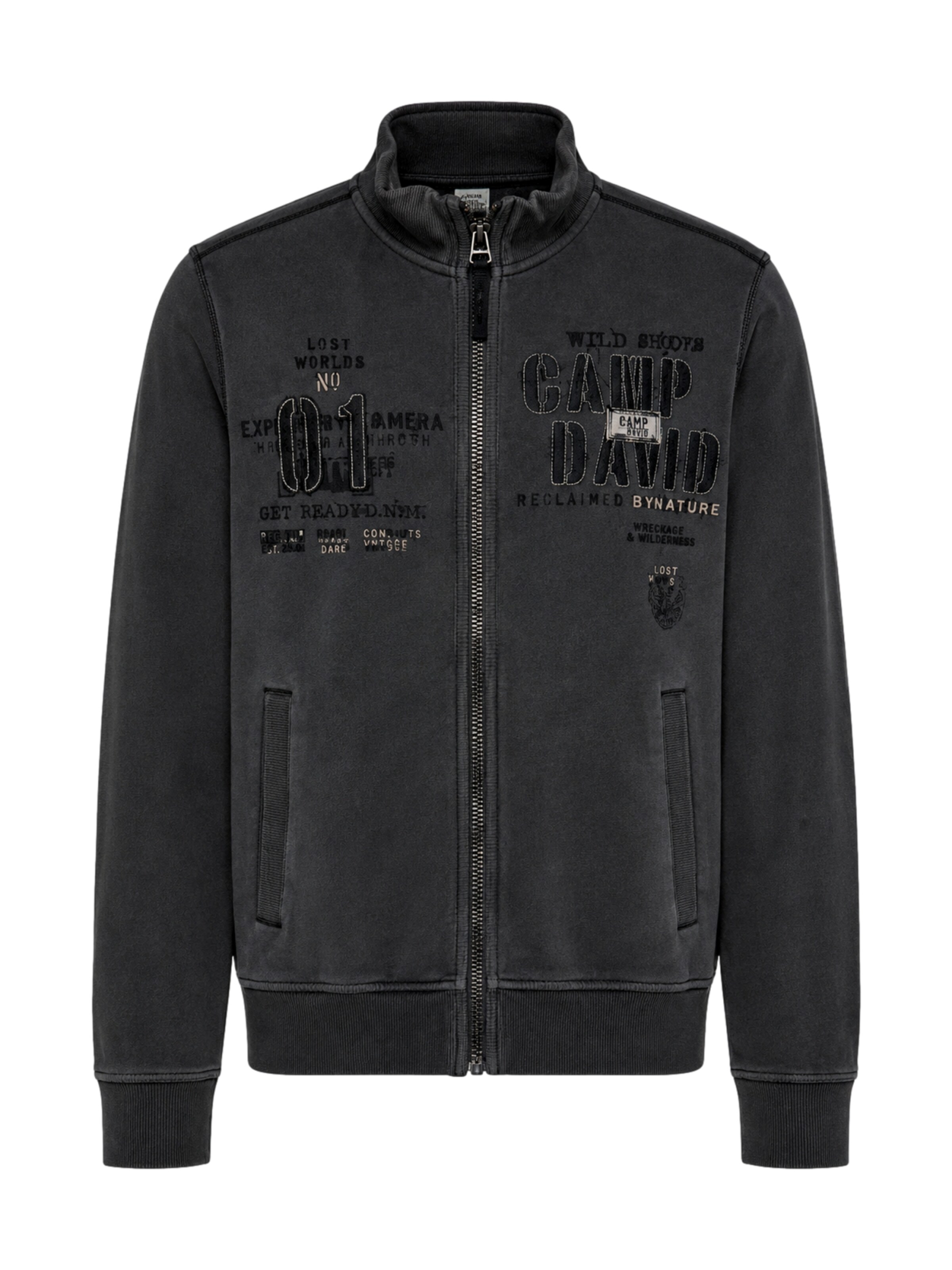 CAMP DAVID - Sudadera con cremallera 'Wild Sites II' en gris: frente