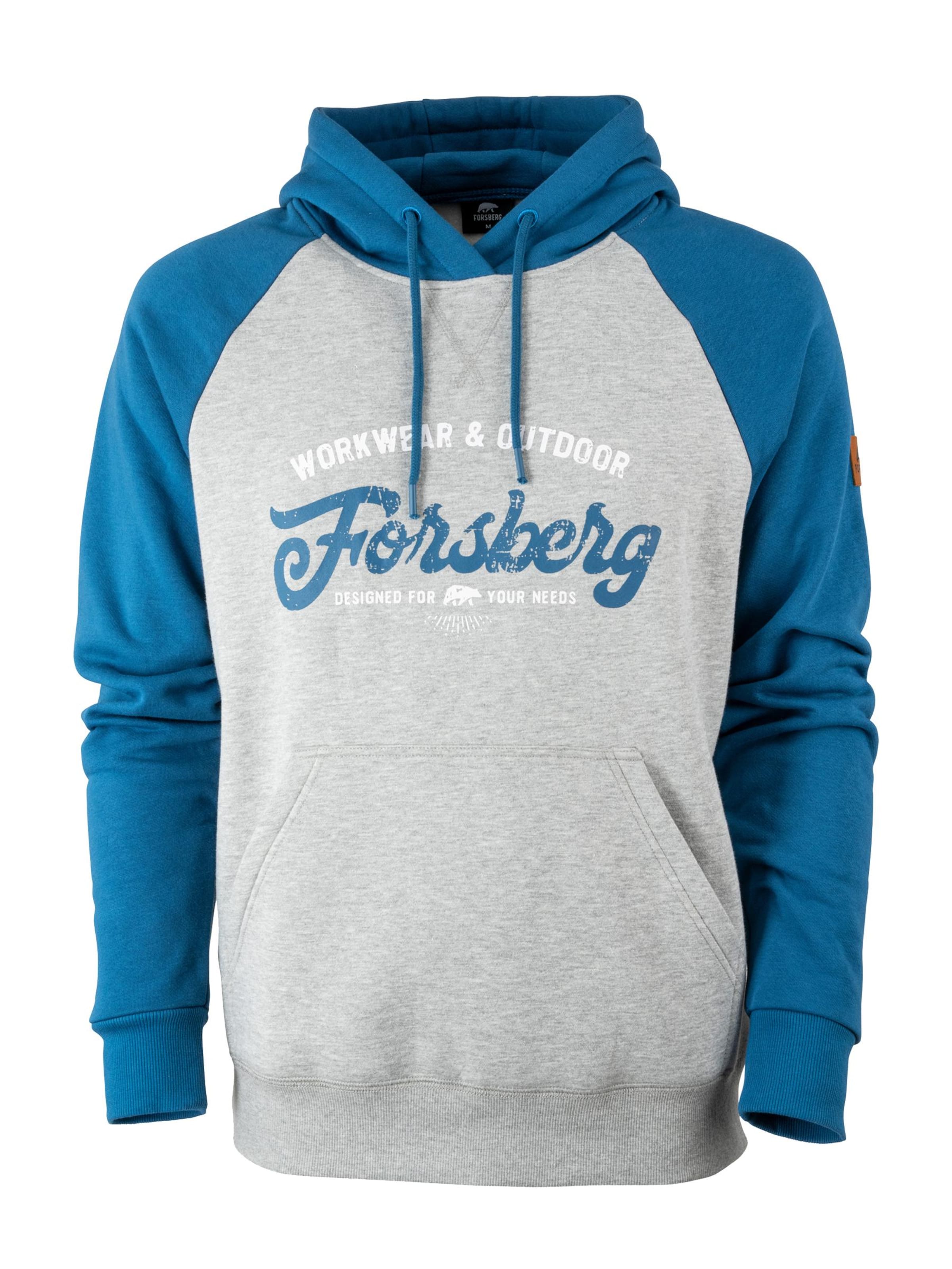 FORSBERG Sweatshirt 'Tonigson Hoodie zweifarbig mit Retrologo' in Grau: Vorderseite