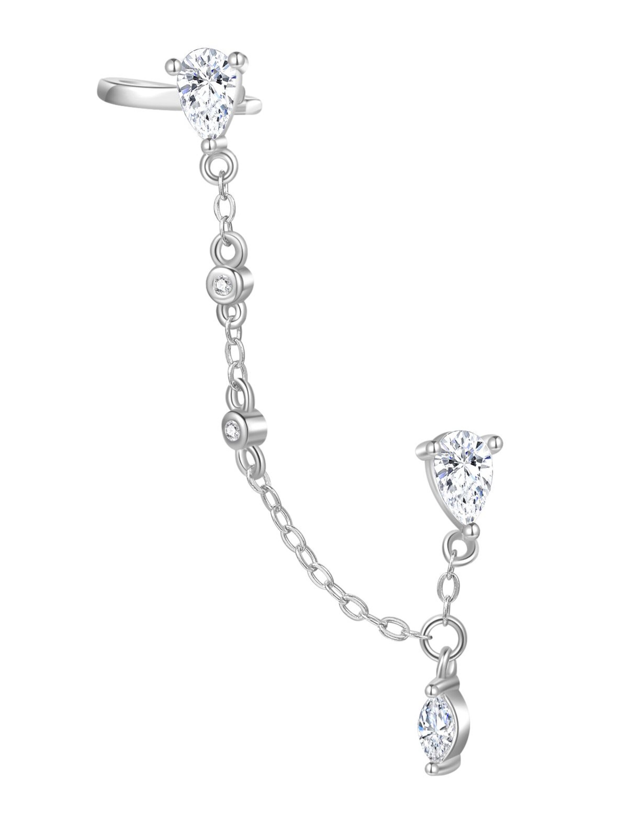 Hey Happiness Ohrringe 'Chain Cuff'‌‌‌‌‌‌‌ in Silber: Vorderseite