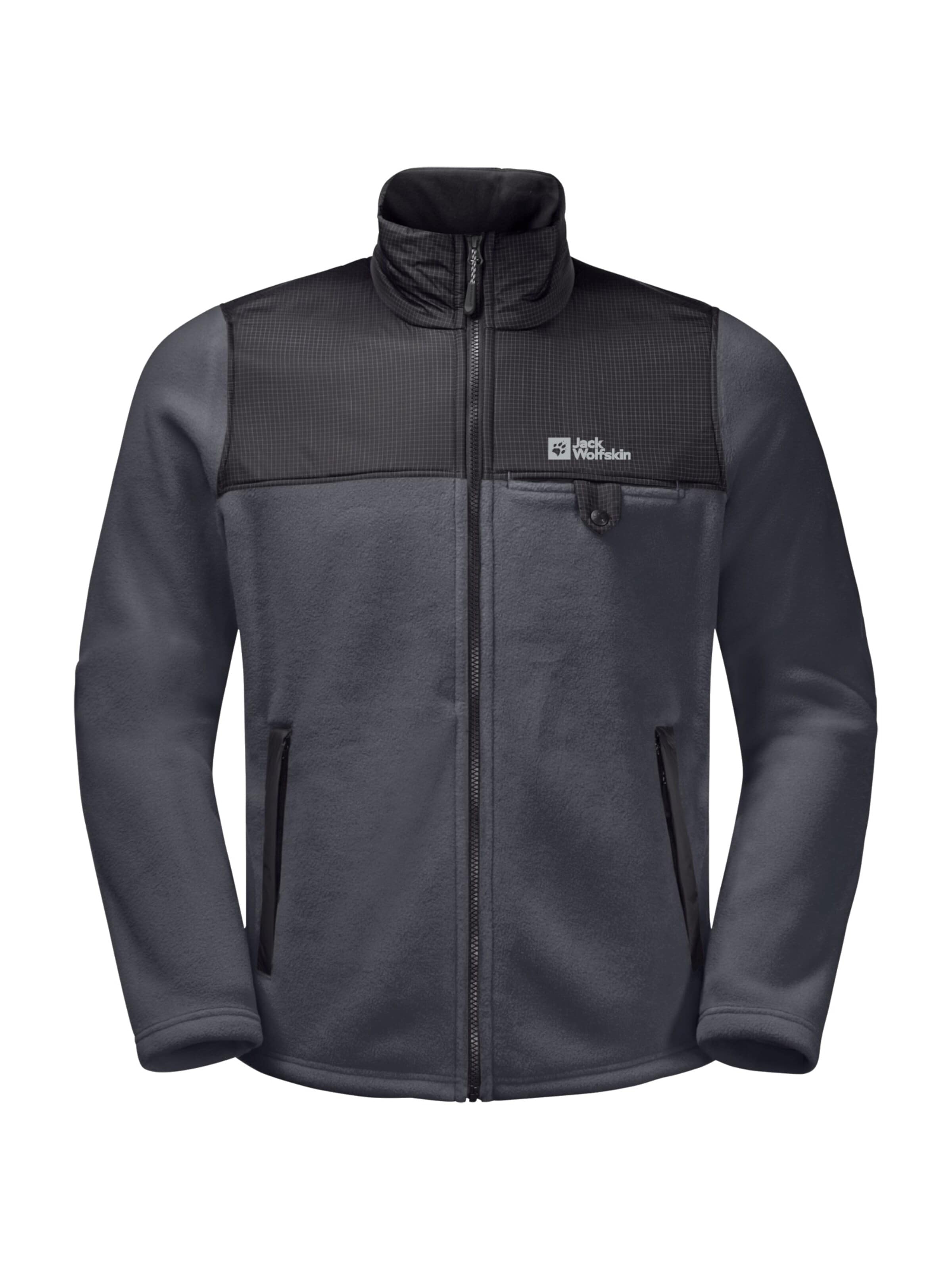 JACK WOLFSKIN Funktionele fleece-jas 'Jack Wolfskin Dna Grizzly Fleece FZ M' in Zwart: voorkant