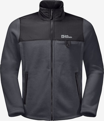JACK WOLFSKIN Funktionele fleece-jas 'Jack Wolfskin Dna Grizzly Fleece FZ M' in Zwart: voorkant