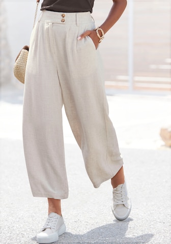 LASCANA - Pierna ancha Pantalón plisado en beige: frente