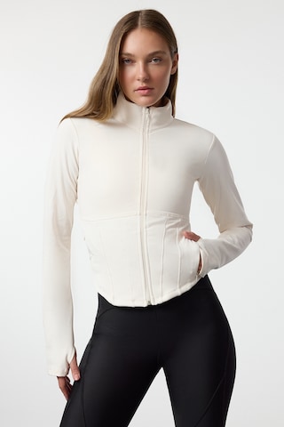 Trendyol Sportsweatjacke in Beige: Vorderseite