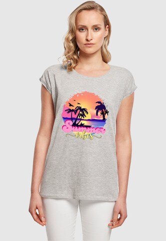 Merchcode T-Shirt 'Summer Vibes Sunset' in Grau: Vorderseite