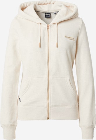 Superdry Sweat jacket 'ESSENTIAL' in Beige: front