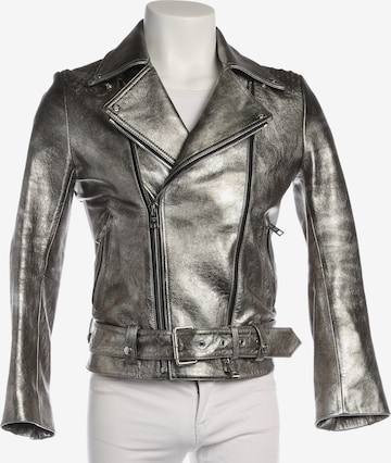 MCM Lederjacke / Ledermantel M in Silber: Vorderseite