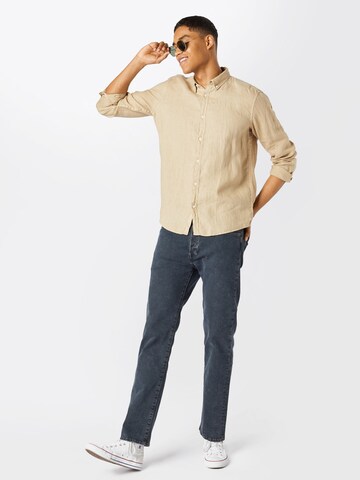ESPRIT Regular fit Button Up Shirt 'Gmt Dye Lin' in Beige