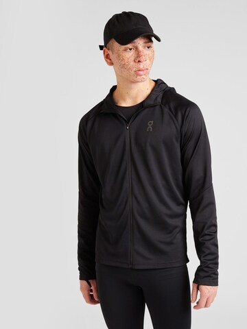 On Athletic Zip-Up Hoodie 'Climate' in Black: front