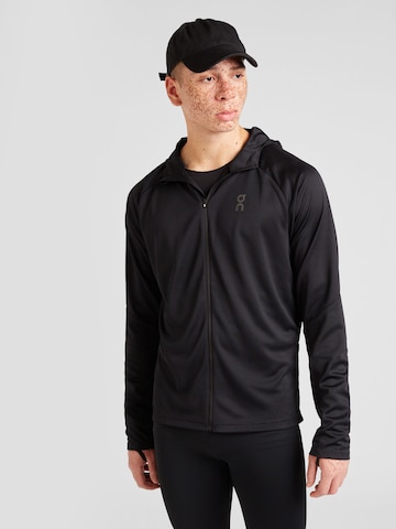 On Athletic Zip-Up Hoodie 'Climate' in Black: front