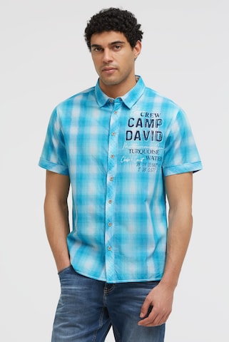 CAMP DAVID Regular fit Button Up Shirt in Blue: front
