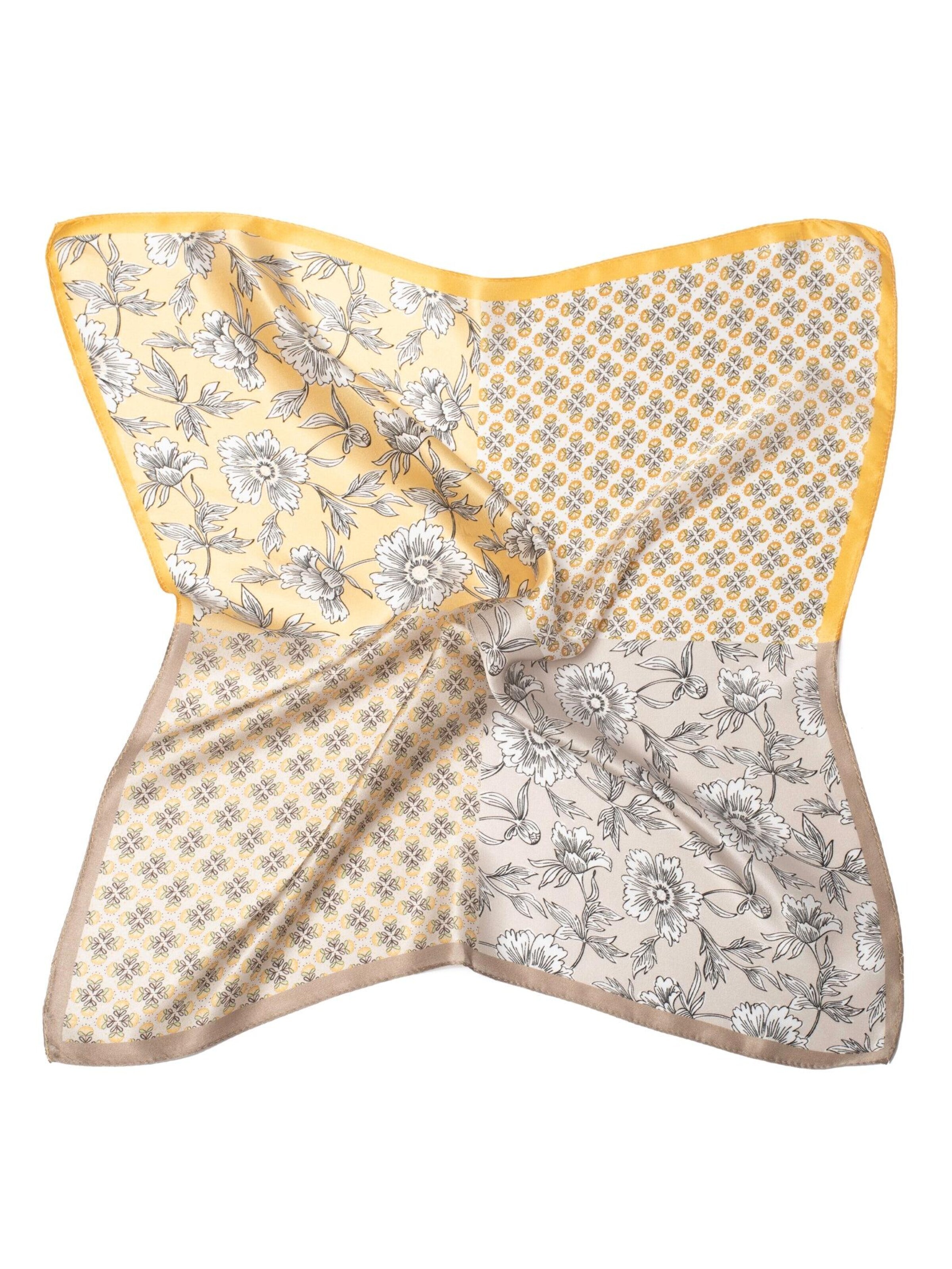 MayTree Scarf 'Seidentuch Blumen Quartett' in Yellow: front
