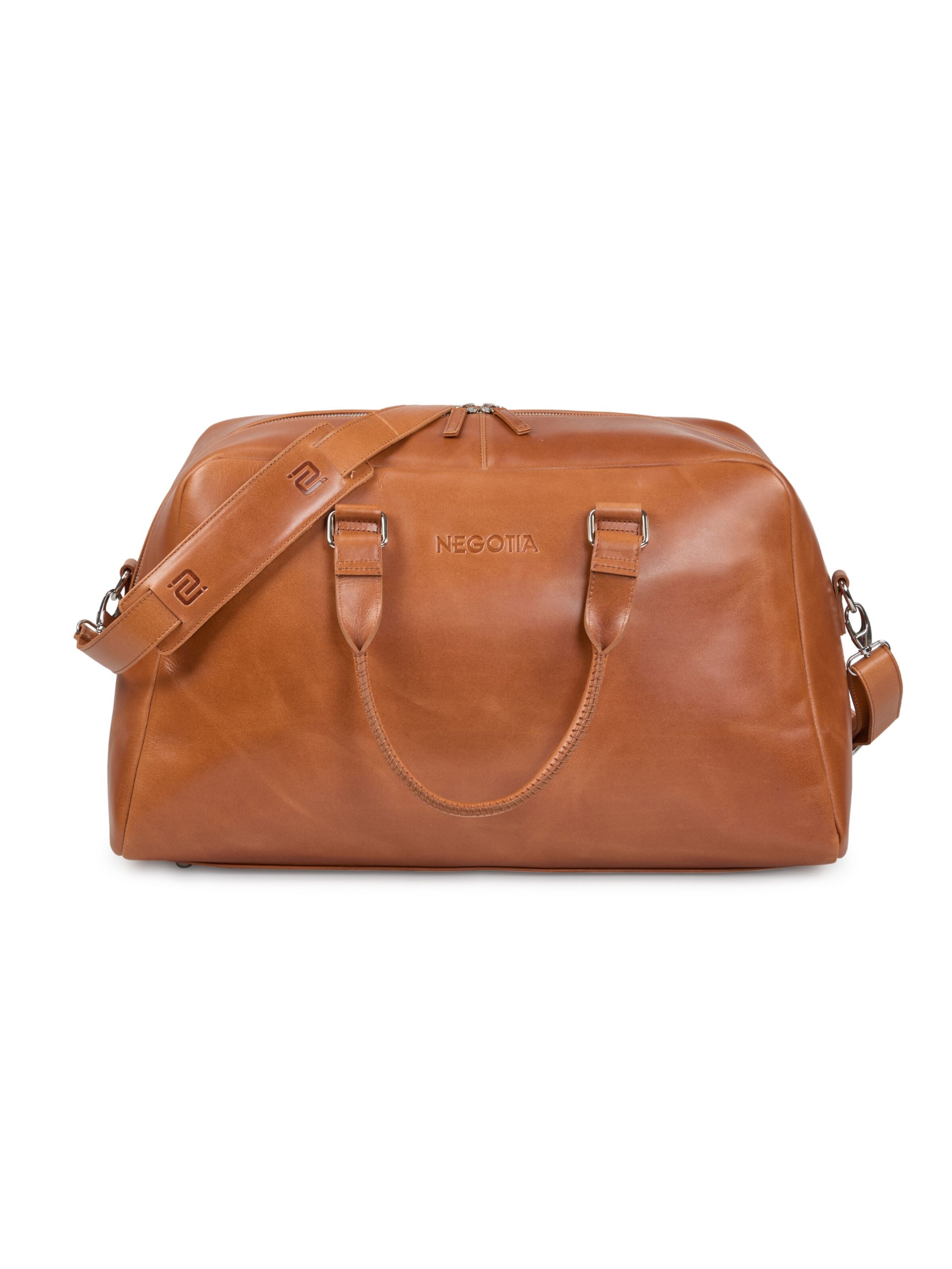 NEGOTIA Leather Weekender 'Apex' in Brown: front