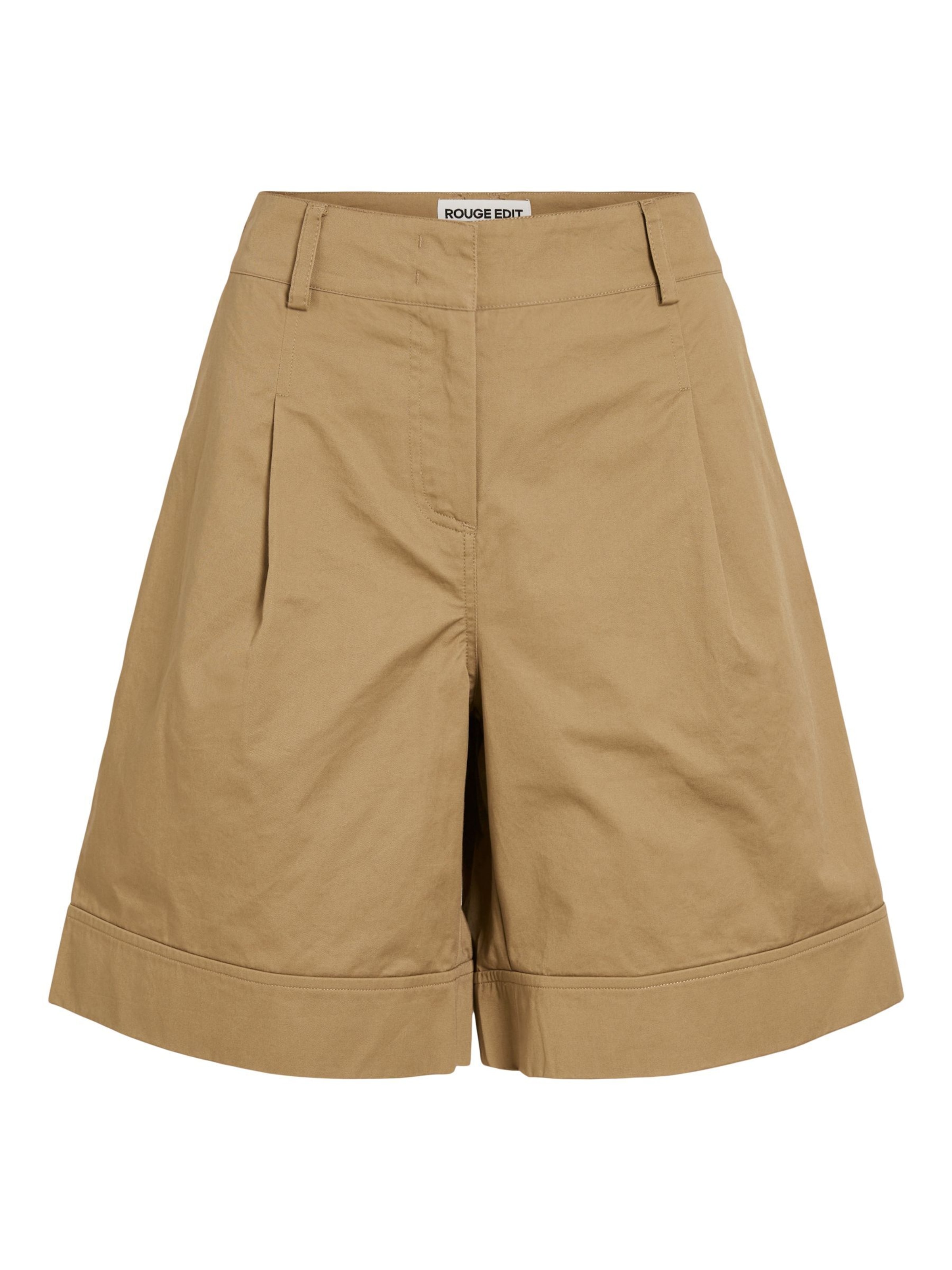 ROUGE EDIT - Pierna ancha Pantalón plisado 'Petra' en marrón: frente