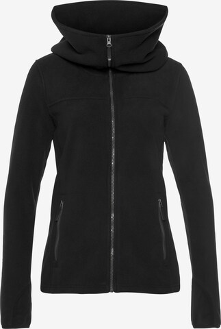 POLARINO Athletic Fleece Jacket in Black: front