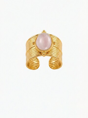 Nemomatheo Ring 'Opulenz – Großer Steinring' in Gold: Vorderseite