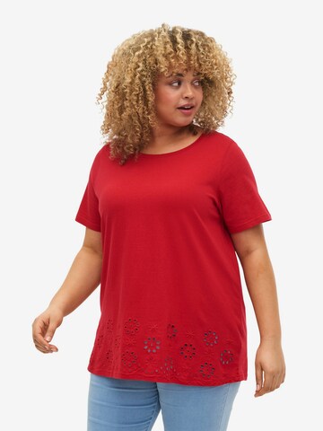 Zizzi Shirt 'VCASY' in Rood: voorkant
