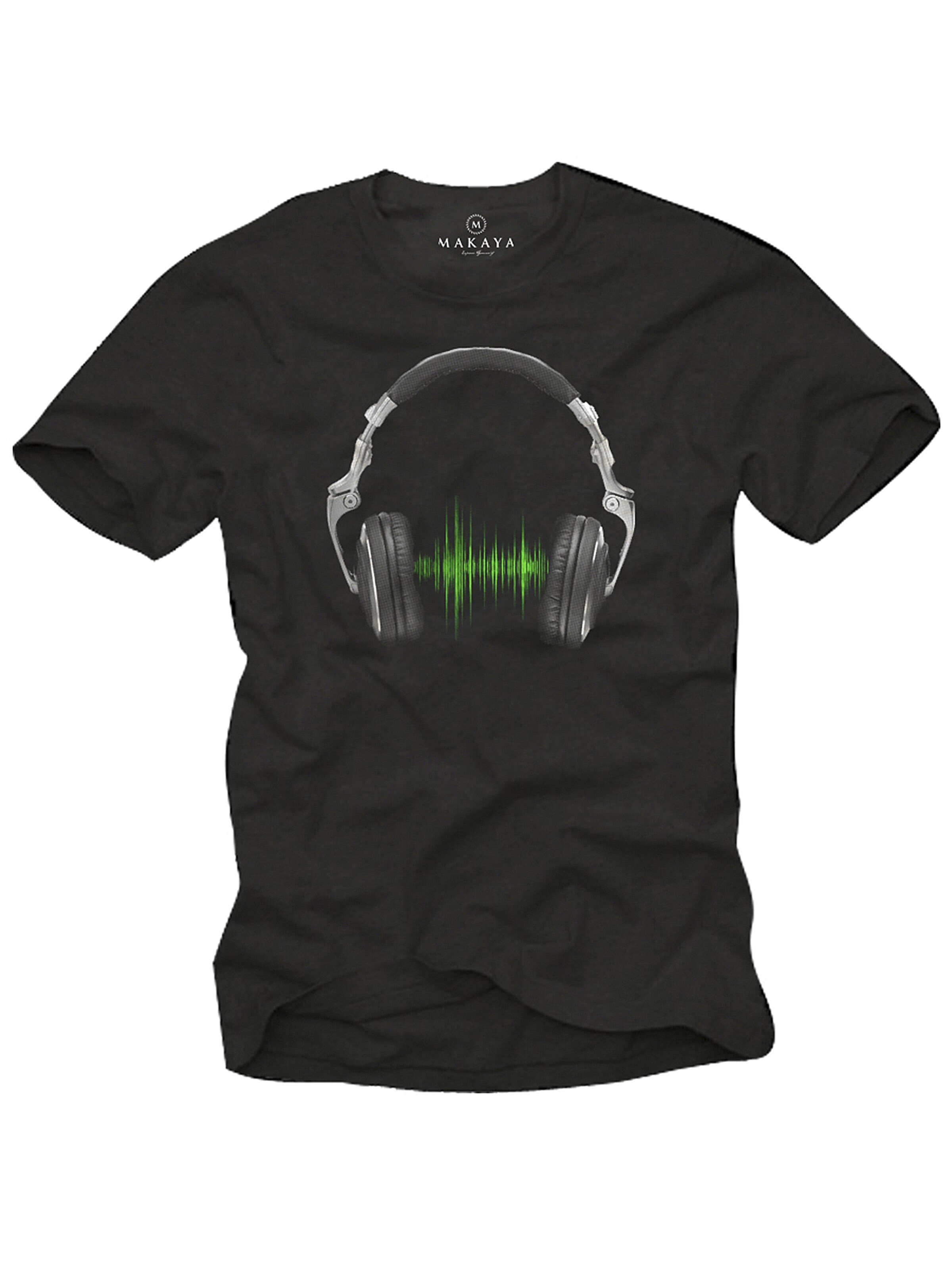 MAKAYA Shirt 'Kopfhörer Equalizer' in Black: front