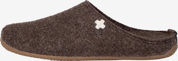 Living Kitzbühel Hausschuh 'Filz - Schweizer Kreuz' in Braun: Vorderseite