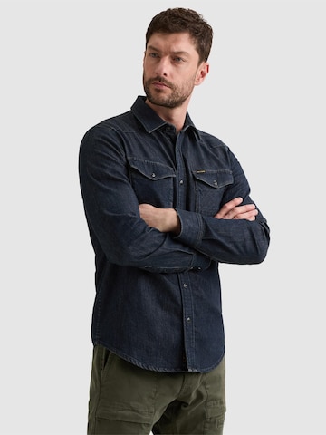 PME Legend Regular Fit Skjorte 'Denim shirt with button closure and badge' i blå