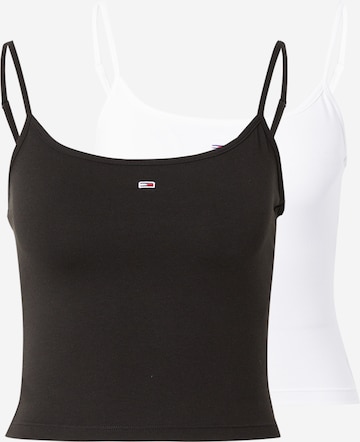 Top 'ESSENTIAL' de la Tommy Jeans pe negru: față