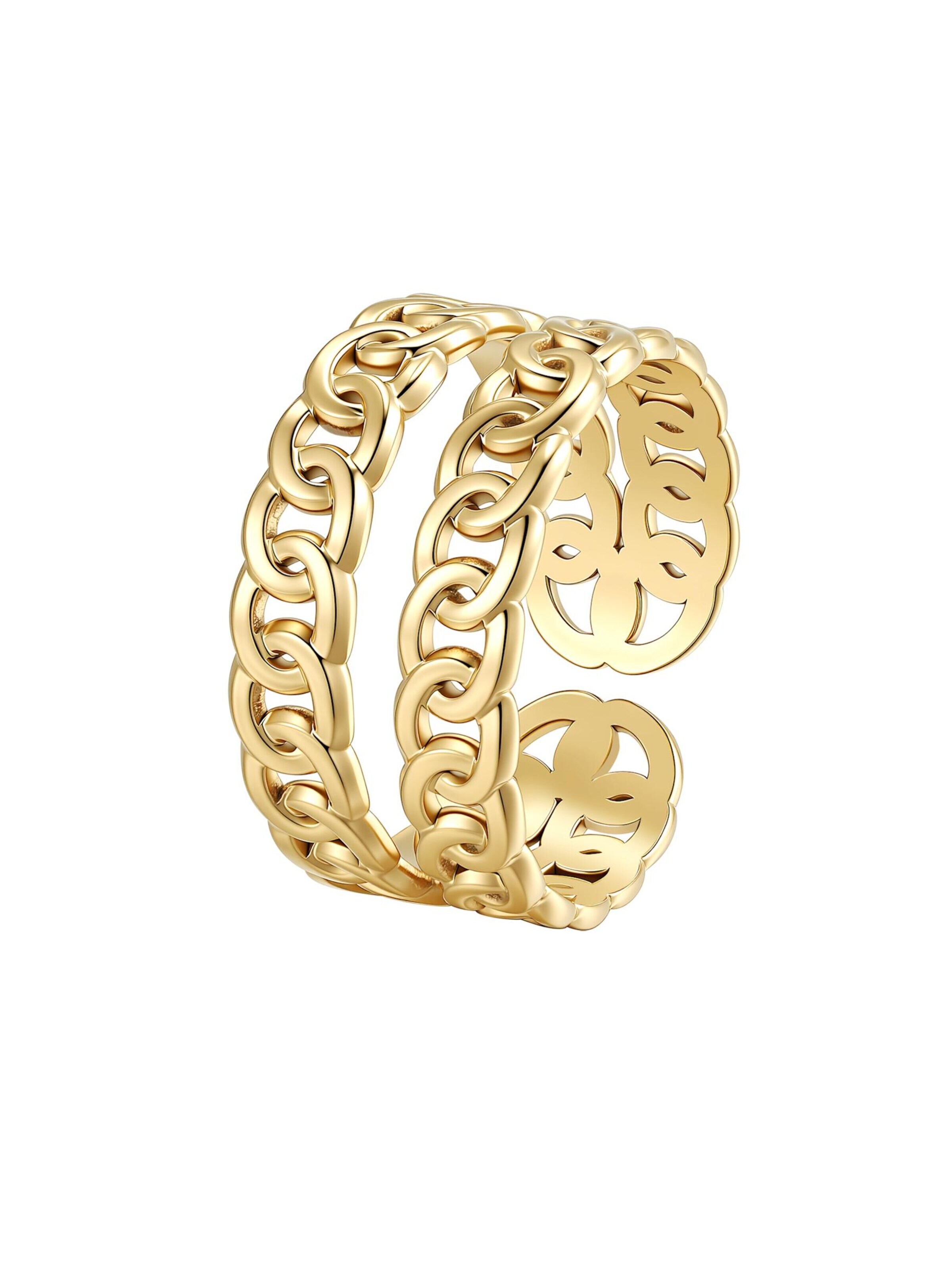 Hey Happiness Ring 'Double Chain' in Gold: front