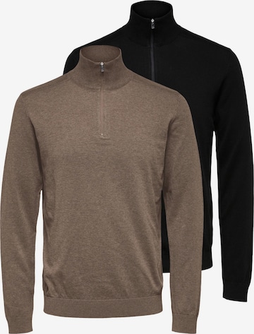 SELECTED Pullover 'Berg' in Braun: Vorderseite