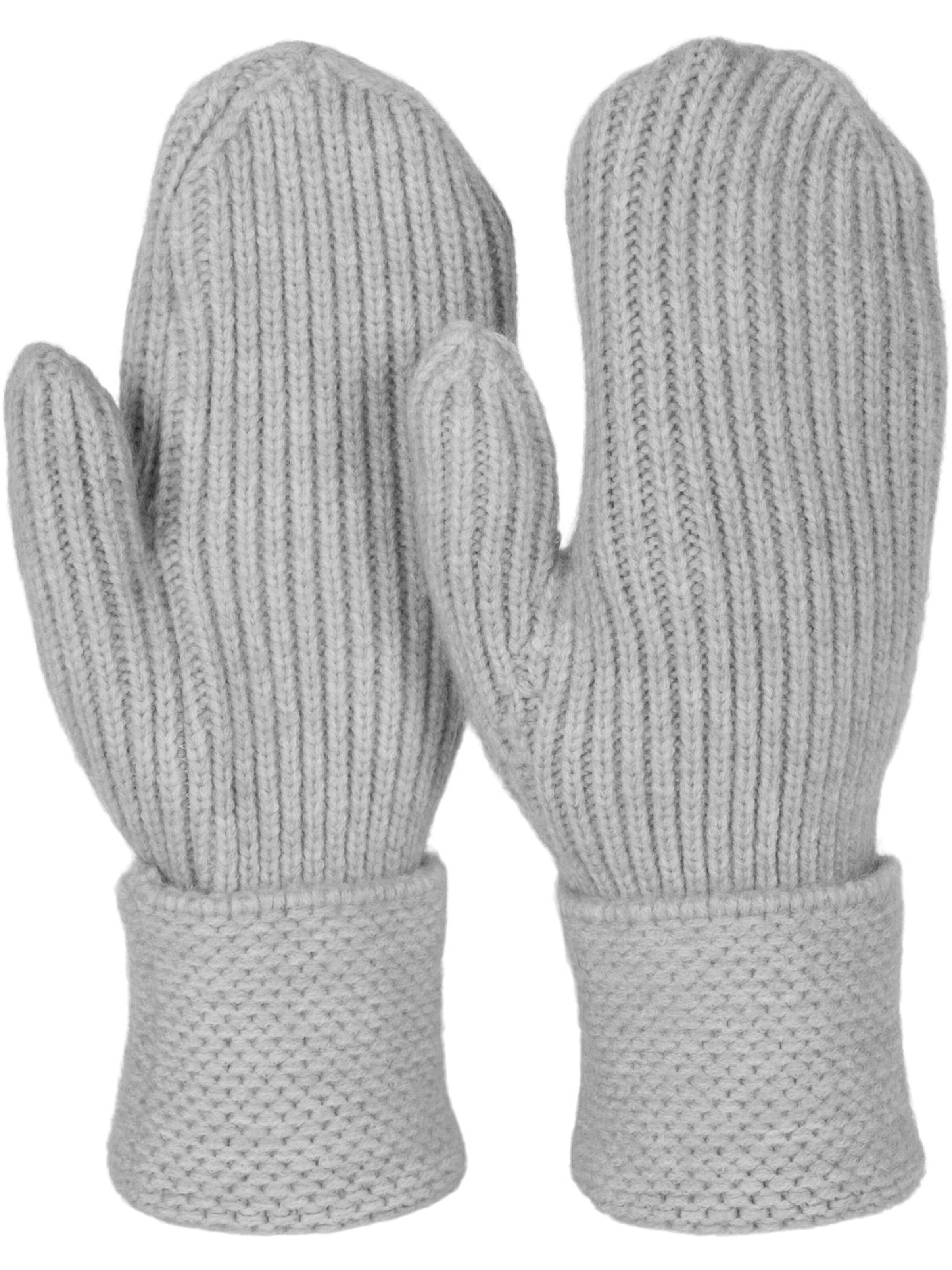 styleBREAKER Fingerhandschuhe 'Strick Fäustlinge mit gemustertem Bund'‌‌ in Grau: Vorderseite