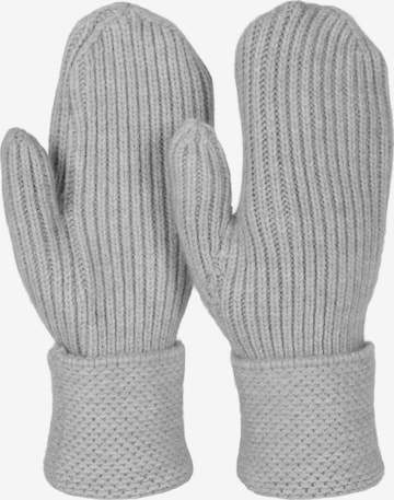 styleBREAKER Fingerhandschuhe 'Strick Fäustlinge mit gemustertem Bund' in Grau: Vorderseite