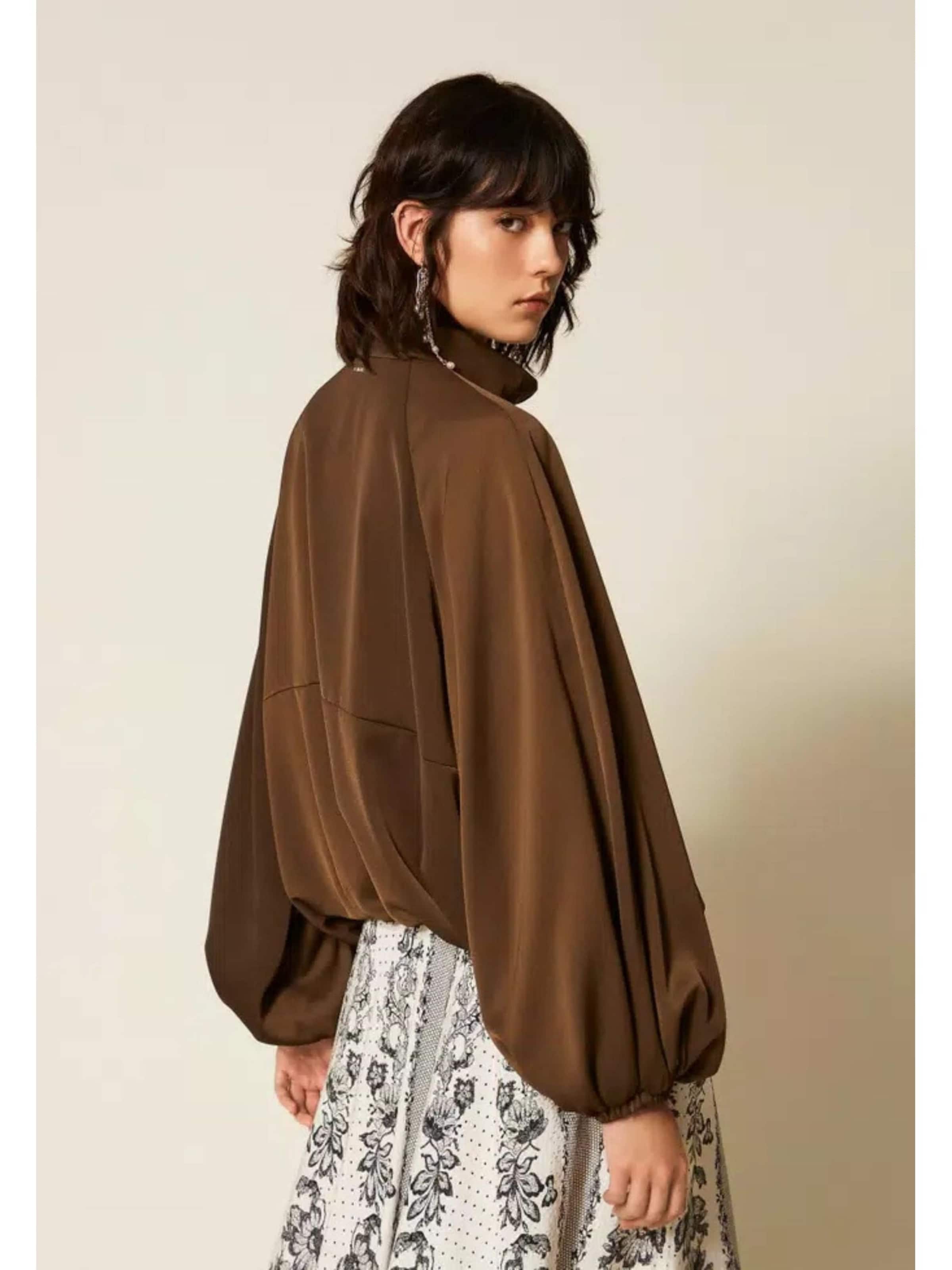 Twinset - Chaqueta de entretiempo 'balloon jacket in envers satin' en marrón