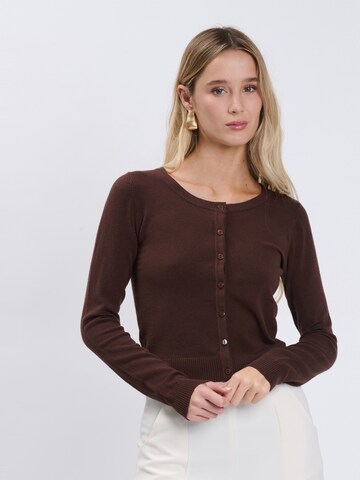 Influencer Knit Cardigan in Brown: front