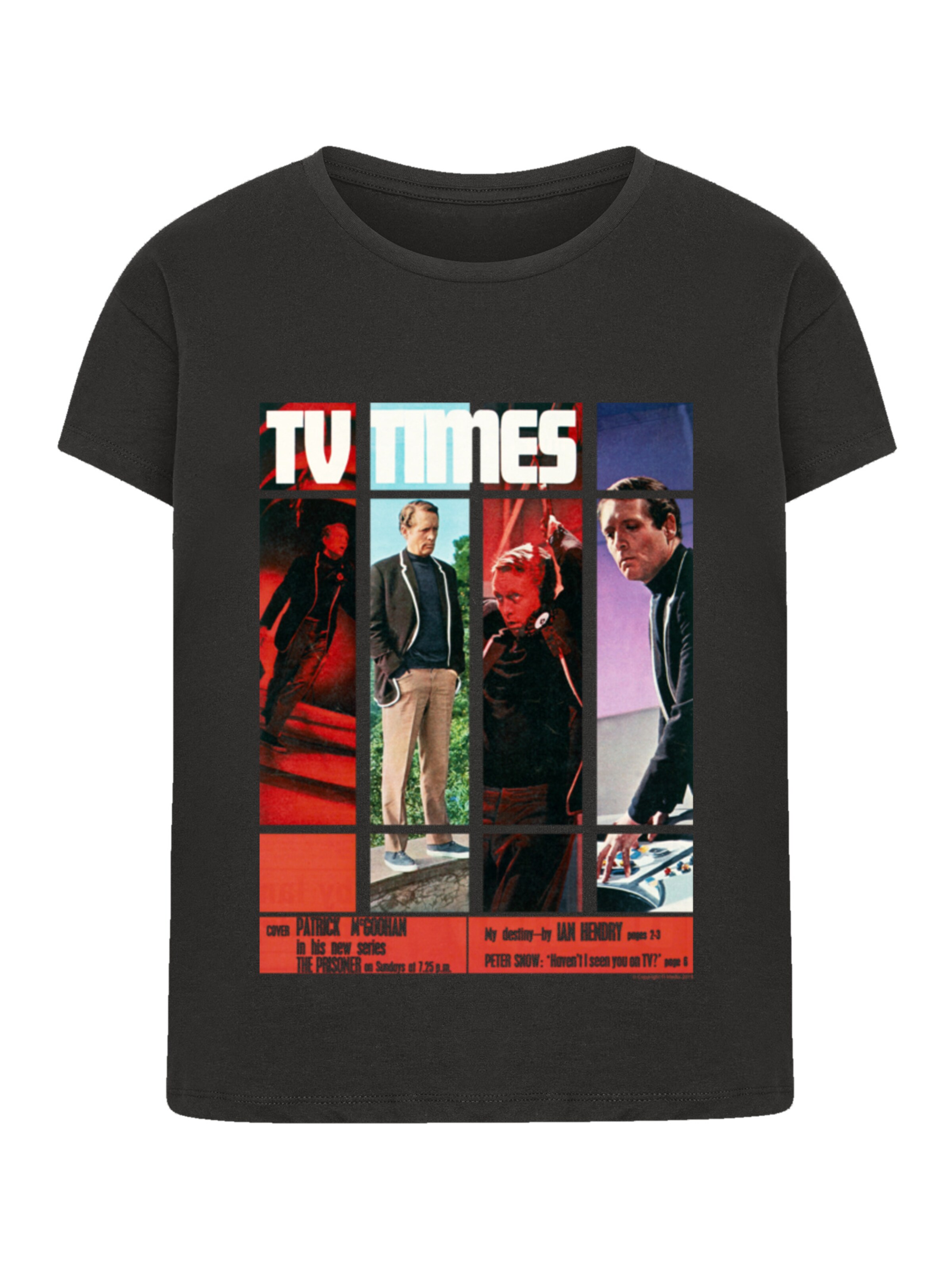 F4NT4STIC Shirt 'TV Times Patrick McGoohan The Prisoner 1967 Cover' in Black: front