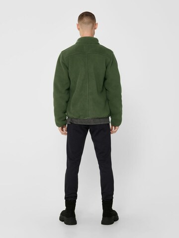 Only & Sons Fleece jacket 'HIKE' in Green
