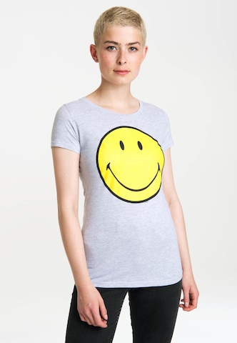 LOGOSHIRT Shirt 'Smiley Face' in Grijs: voorkant