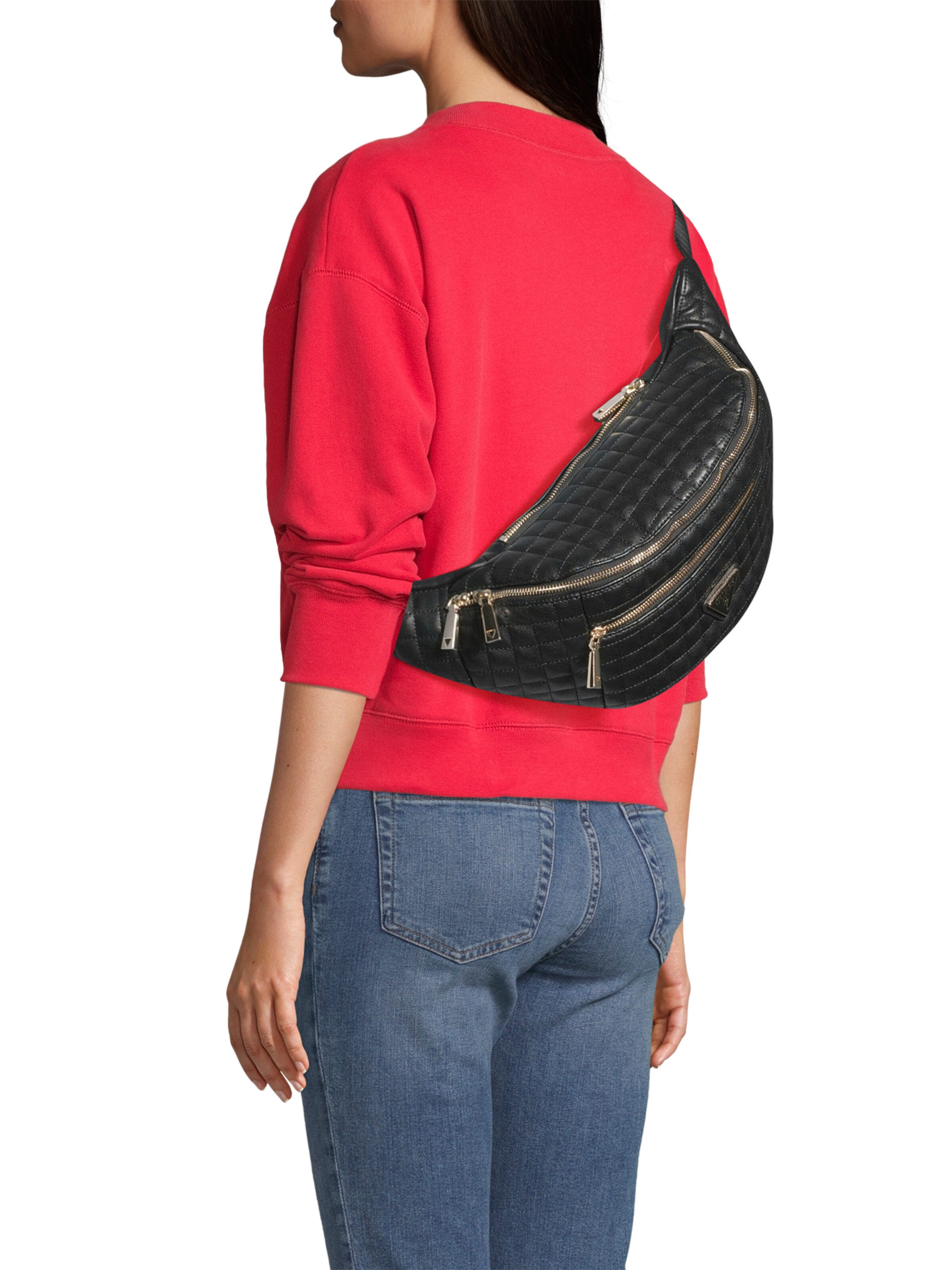 juoda GUESS Rankinė ant juosmens 'Nadira': priekis