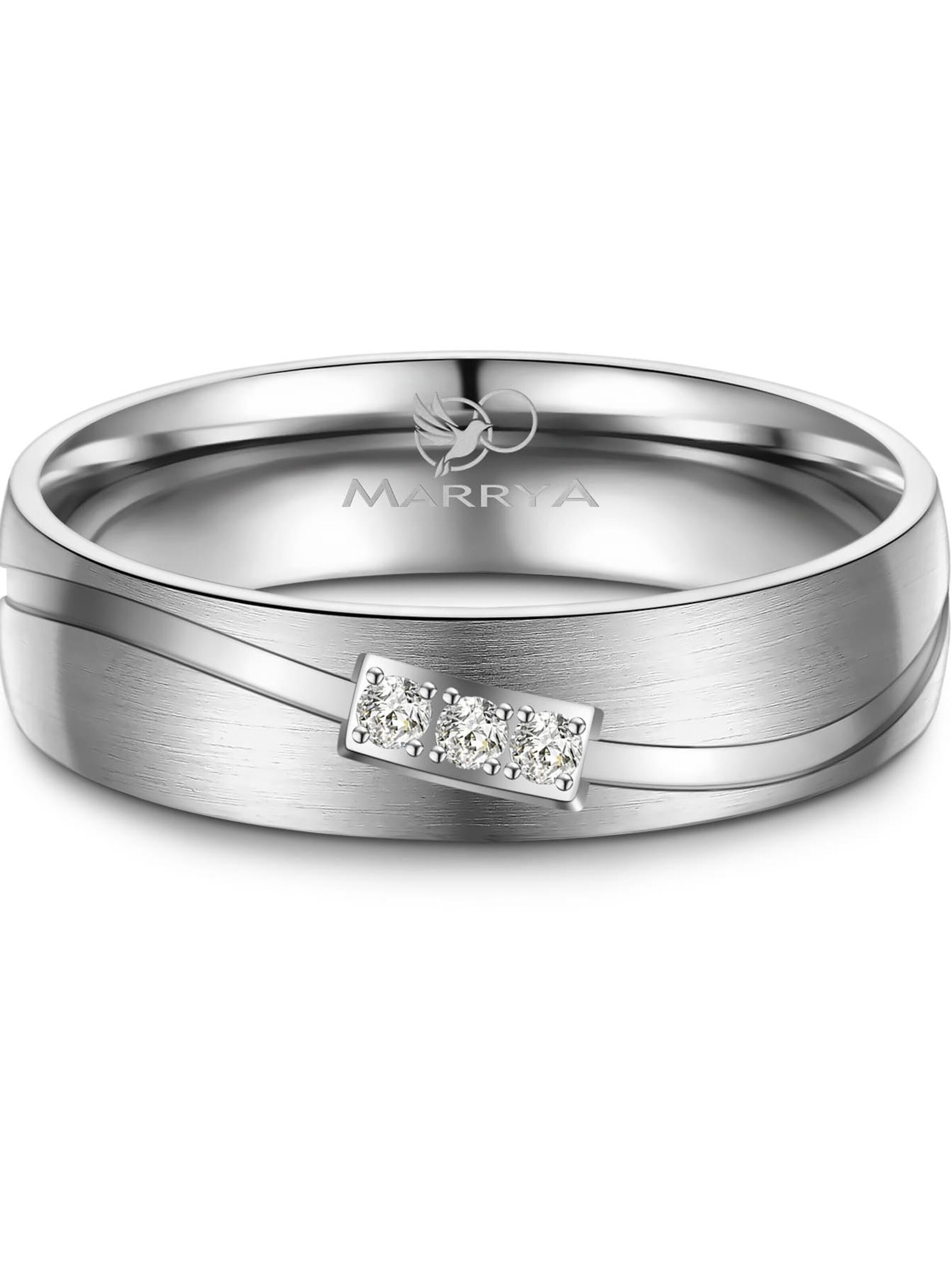MARRYA Ring 'MARRYA ES-01 Ehering aus Edelstahl – Silberfarben' in White
