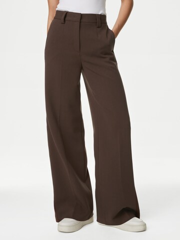 Marks & Spencer Wide Leg Bügelfaltenhose in Braun: Vorderseite