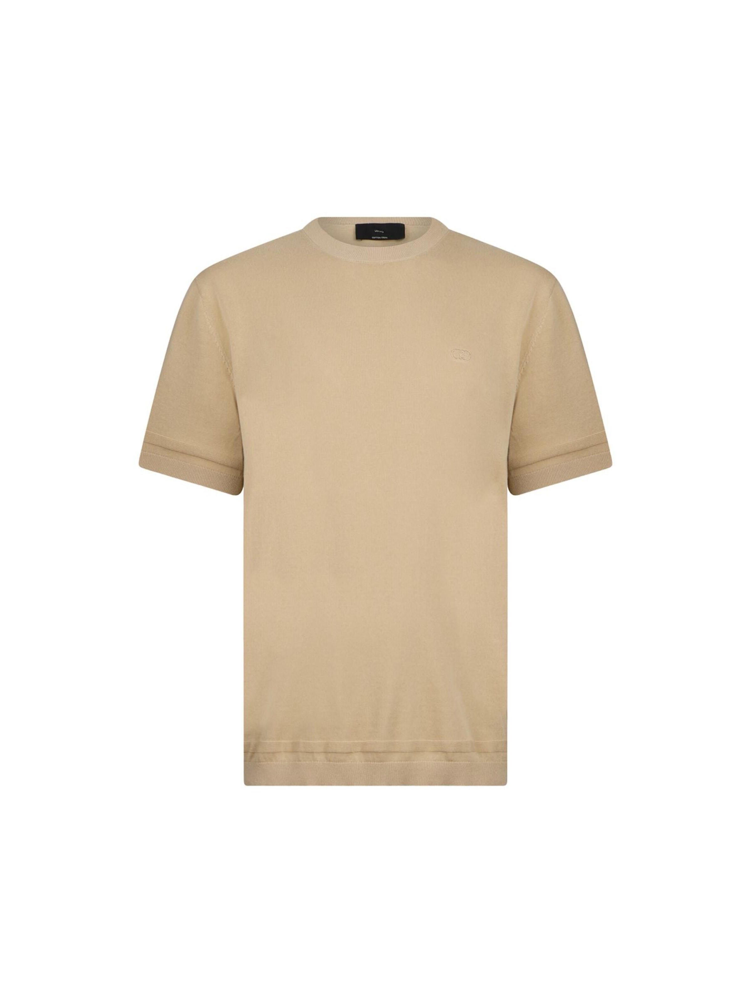Liu Jo Koszulka 'LIU JO UOMO MAGLIA SHORTCREPE Maglieria' w kolorze beżowy: przód