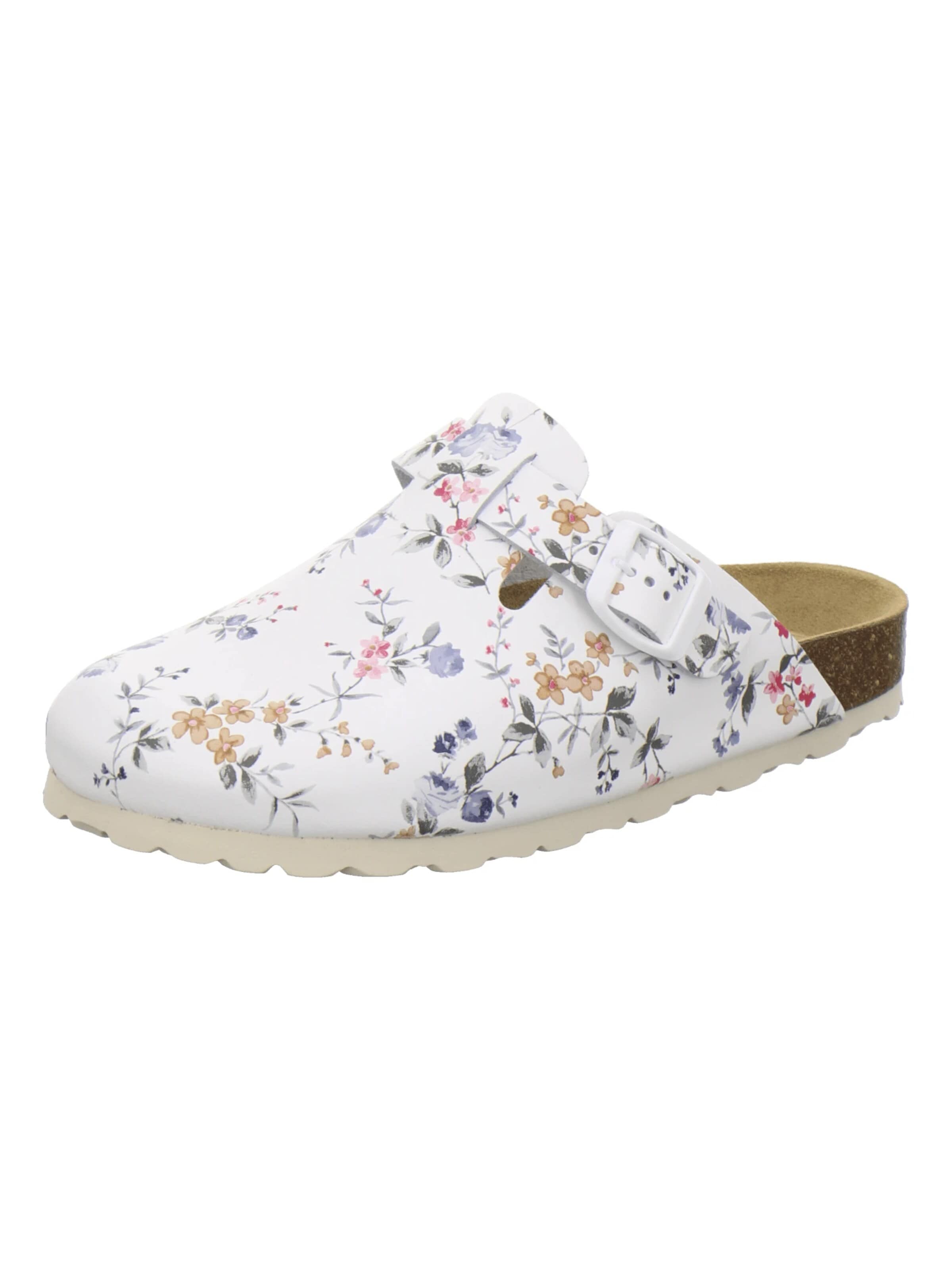 AFS-Schuhe - Zuecos 'Clogs Damen Leder weiß-flower' en blanco: frente