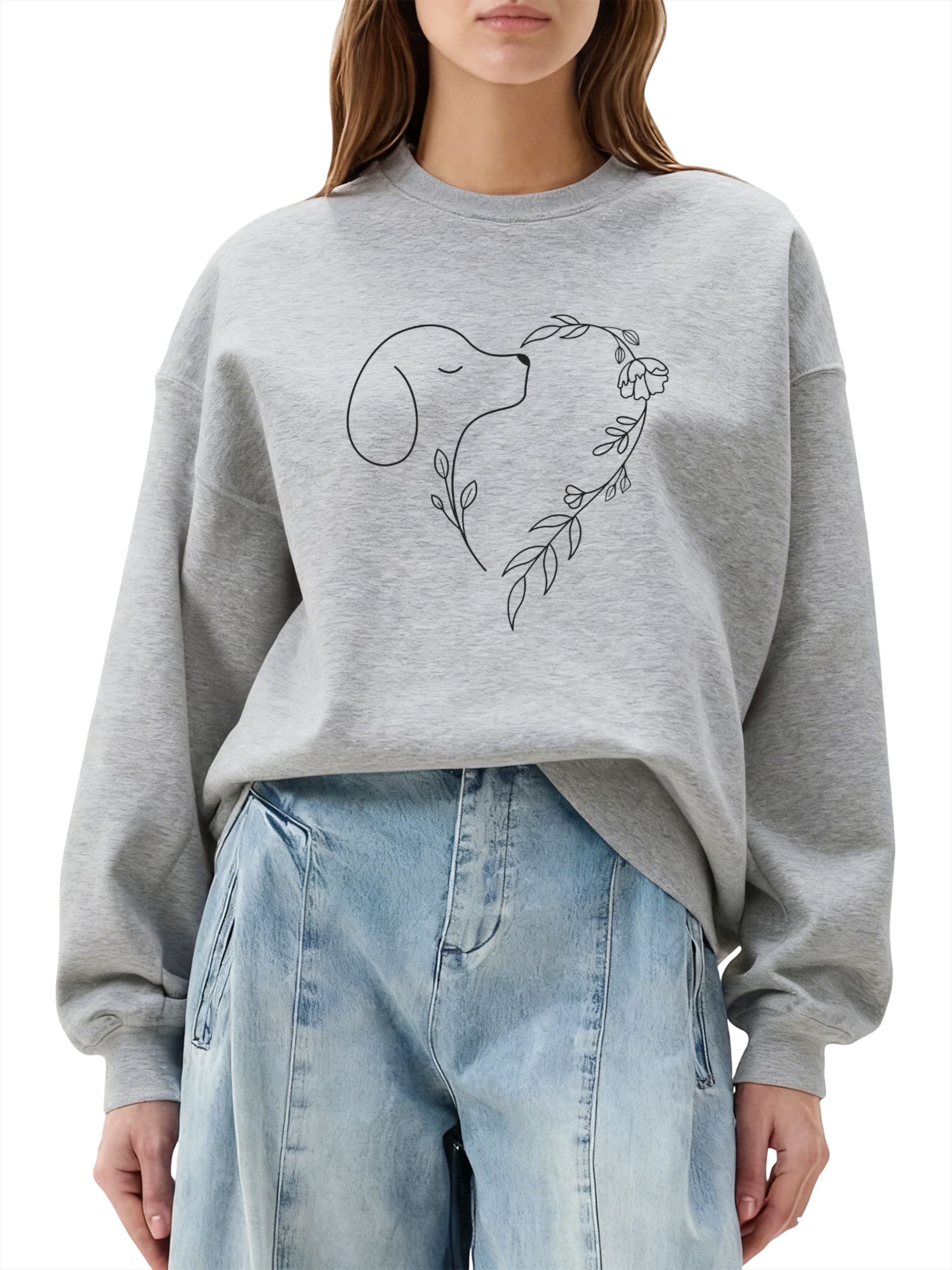 Felpa 'Loose Women's Oversized Sweatshirt, Casual Style with Dropped Shoulders' di GORHEY in grigio: frontale