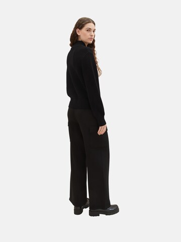 TOM TAILOR DENIM - Pierna ancha Pantalón cargo en negro