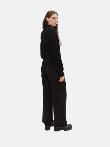 TOM TAILOR DENIM Wide leg Cargo Pants in Black