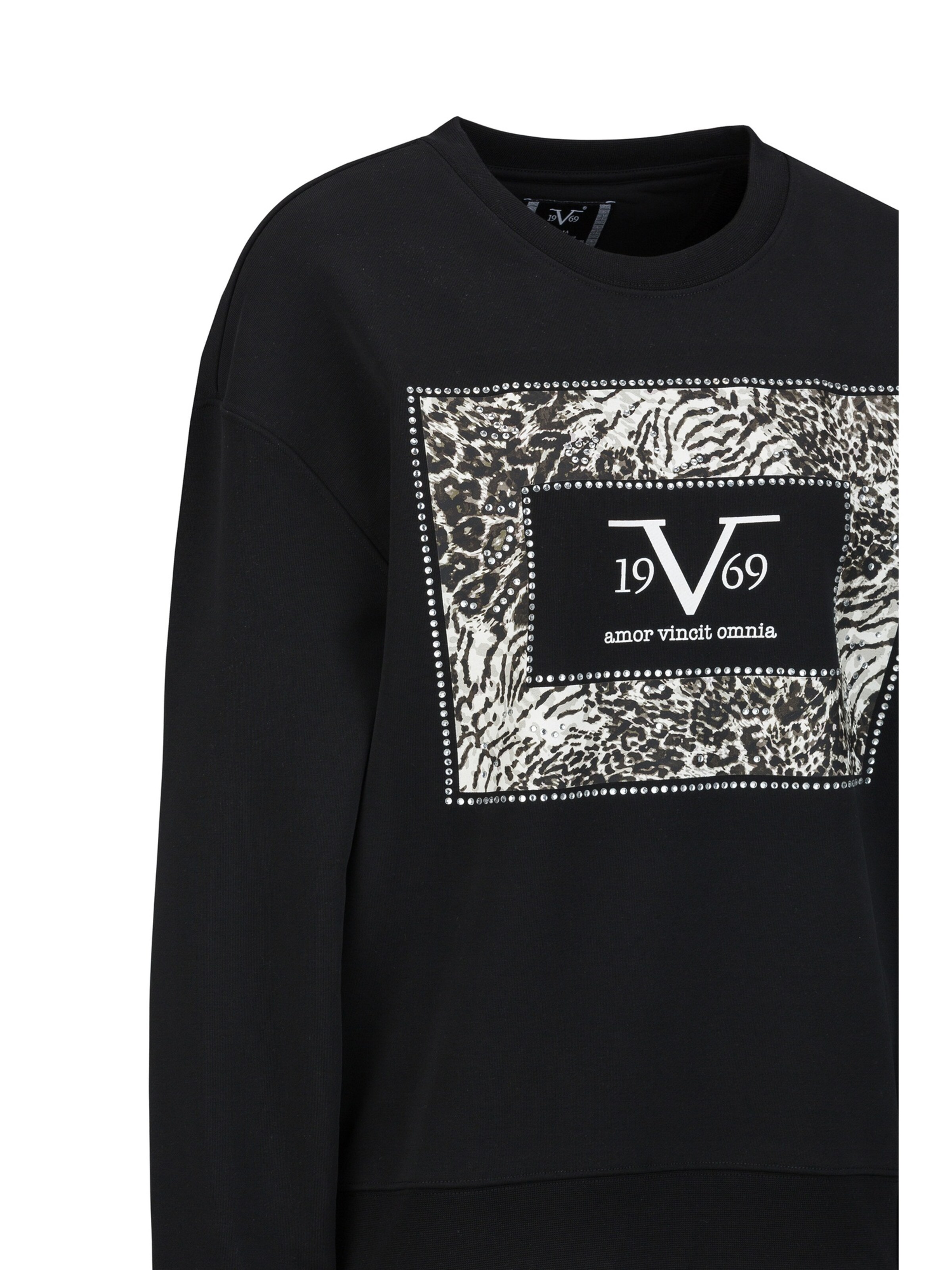 19V69 ITALIA Sweatshirt 'SINJA EMBELLISH' in Zwart